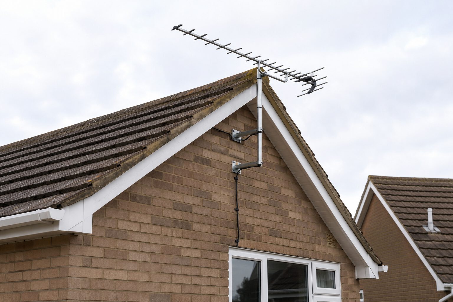 TV aerial installation on a rooftop